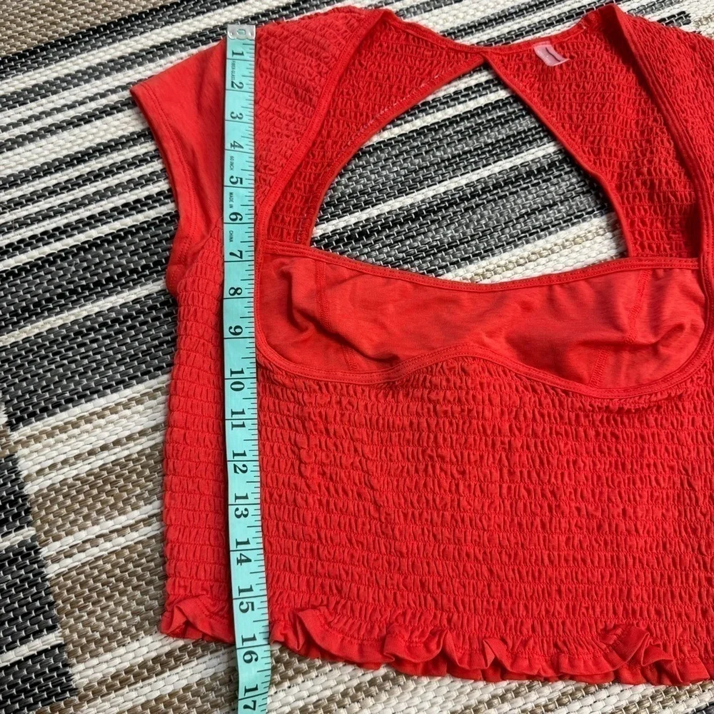Free People Elasticized Waist Open Back Crop‎ Top Size Medium Women